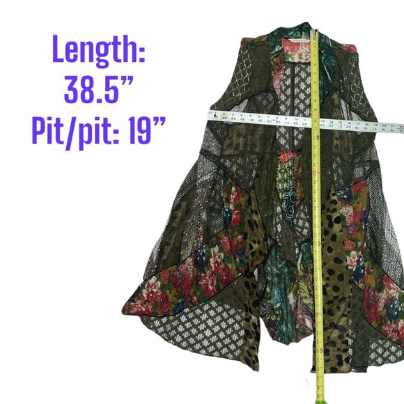 Soft Surroundings Women's Wearable Art Boho Hippie Open Cardigan Long Vest - Picture 4 of 8